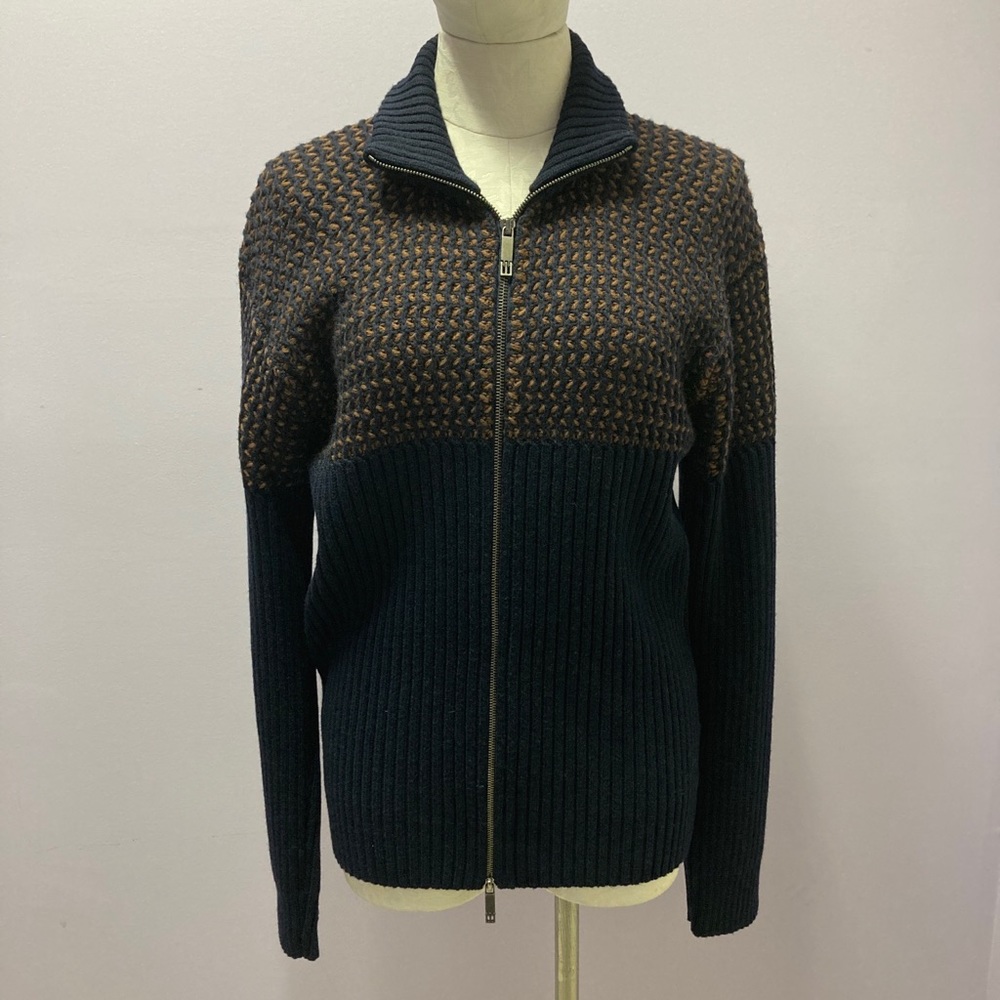 Etro Navy Mens Zip Up Sweater 100% wool Size L